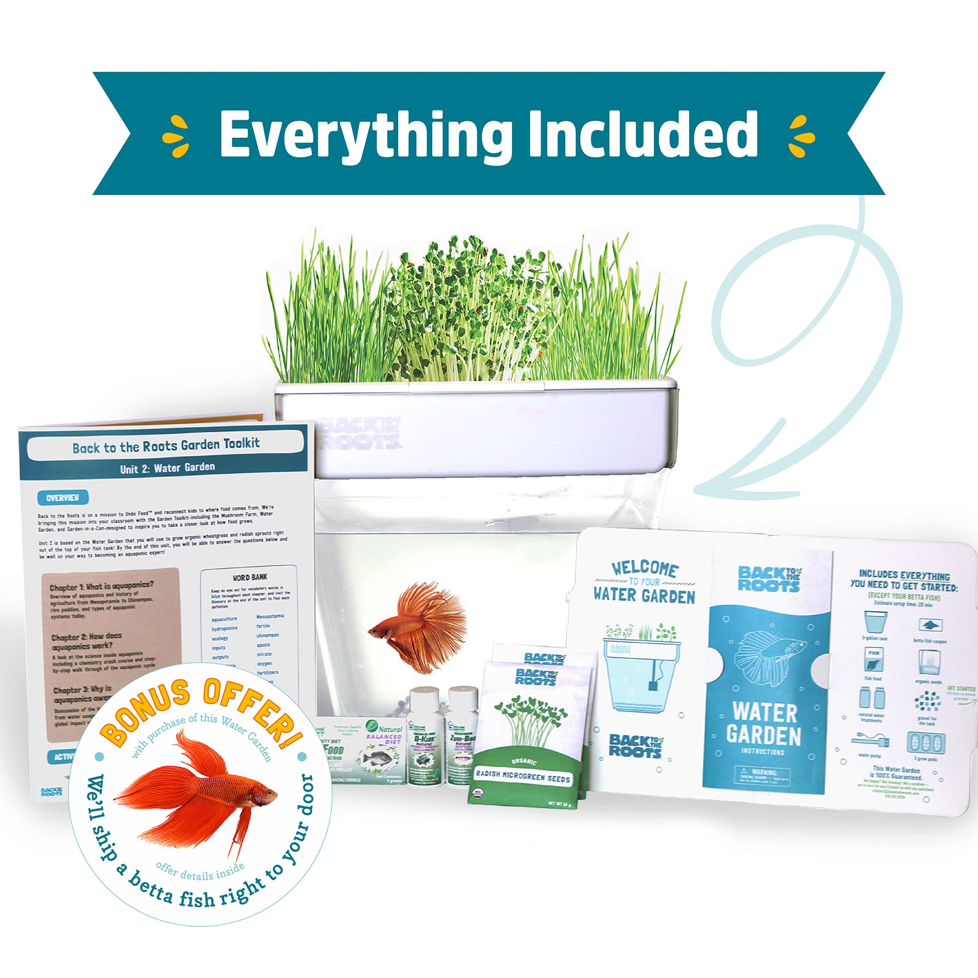 Back to the Roots small fish swimming in tank, natural filtration benefit