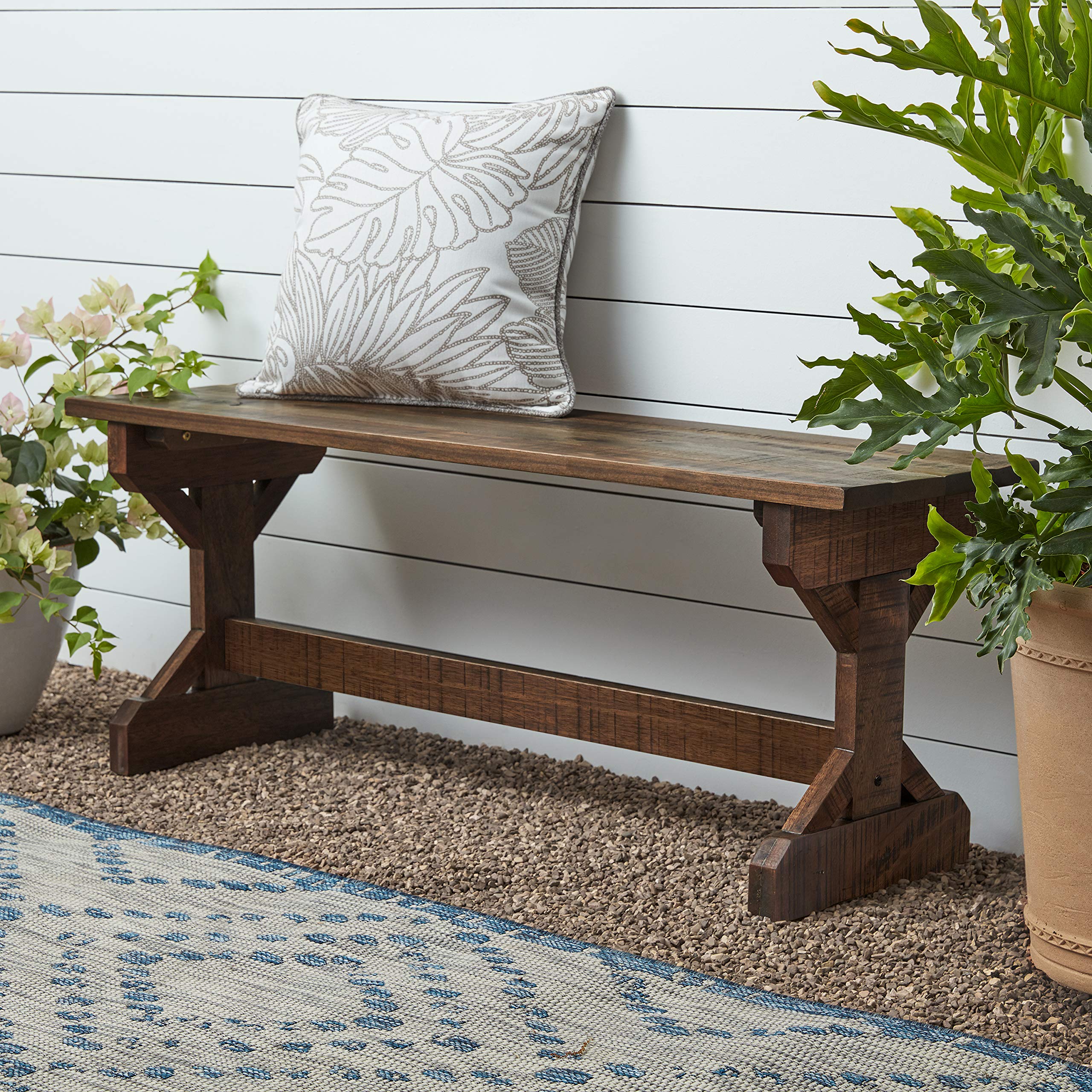 Backyard Discovery front view bench showing walnut finish and welcoming seating