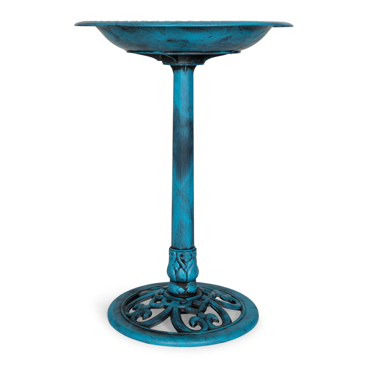 Backyard Expressions front view showing whole blue bird bath and curb appeal