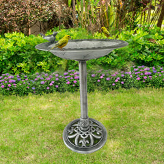 Backyard Expressions bird bath in garden showing 30-inch scale and landscape integration