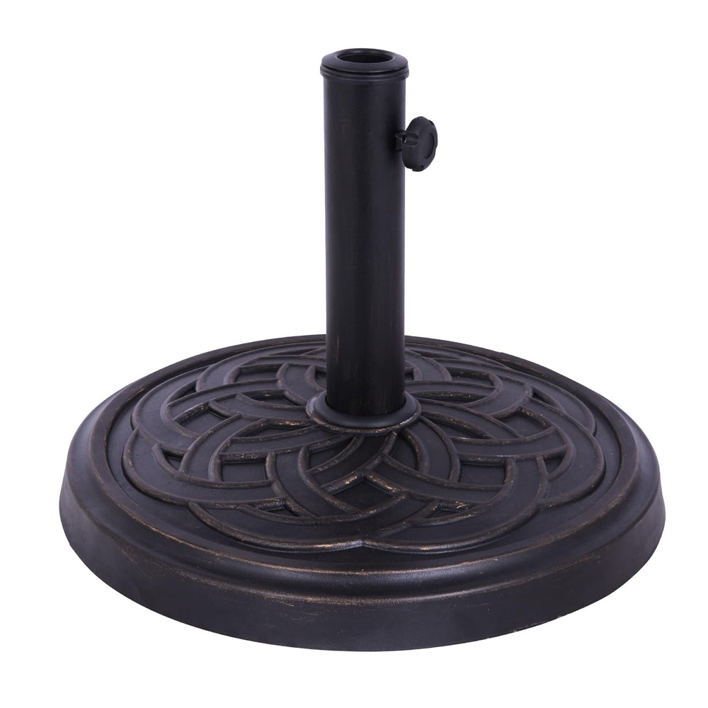 Backyard Expressions bronze front view showing stable umbrella support
