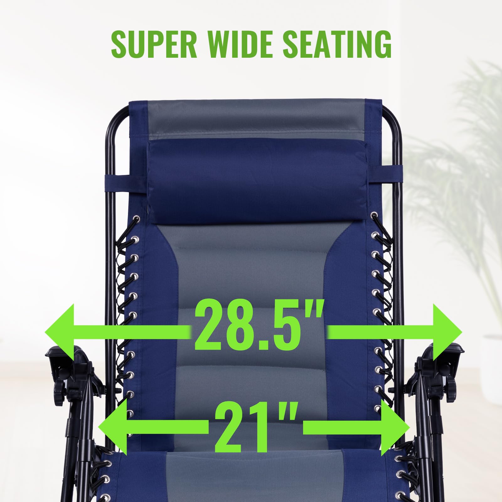 Backyard Expressions folded recliner showing compact transport size, easy to carry and store