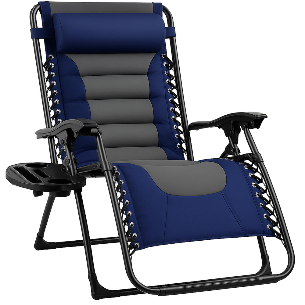 Backyard Expressions front view of deluxe XL recliner showing wide seat and frame, comfortable lounging