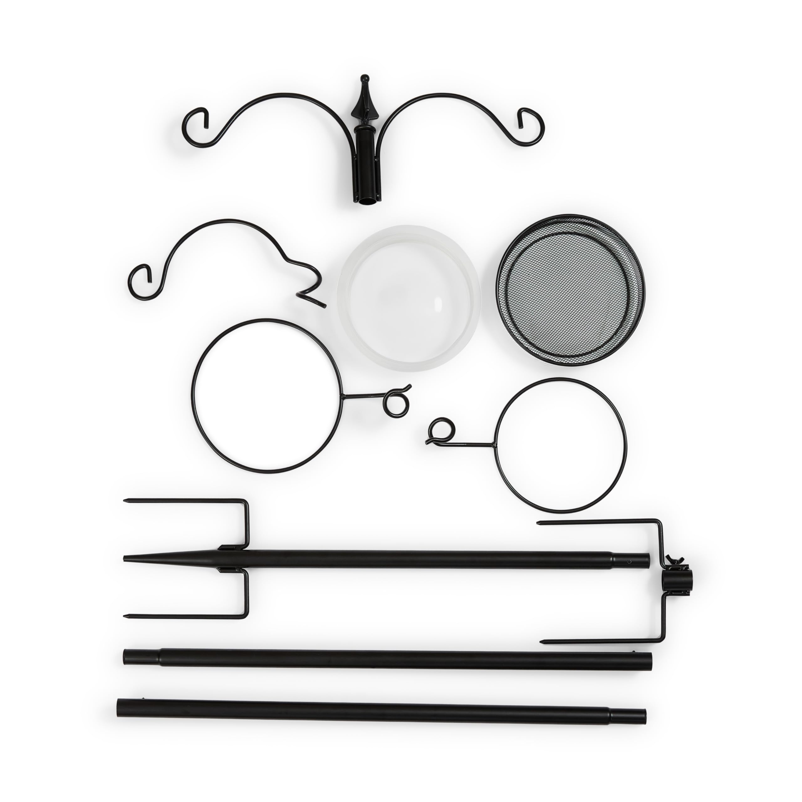 Backyard Expressions five-prong base pressed into lawn for strong anti-tipping support