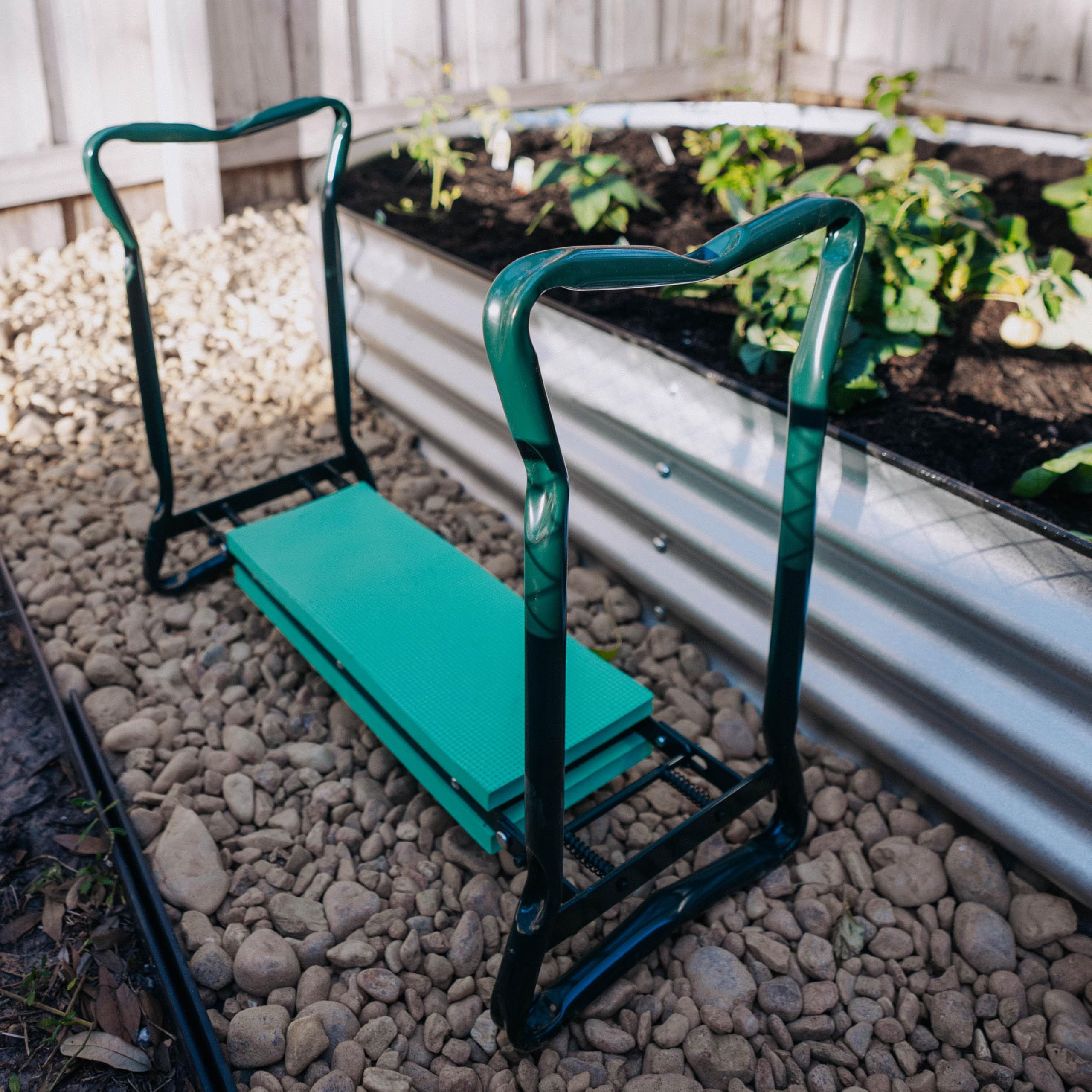 Backyard Expressions folded flat for compact storage and easy yard transport