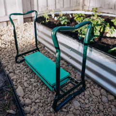 Backyard Expressions folded flat for compact storage and easy yard transport