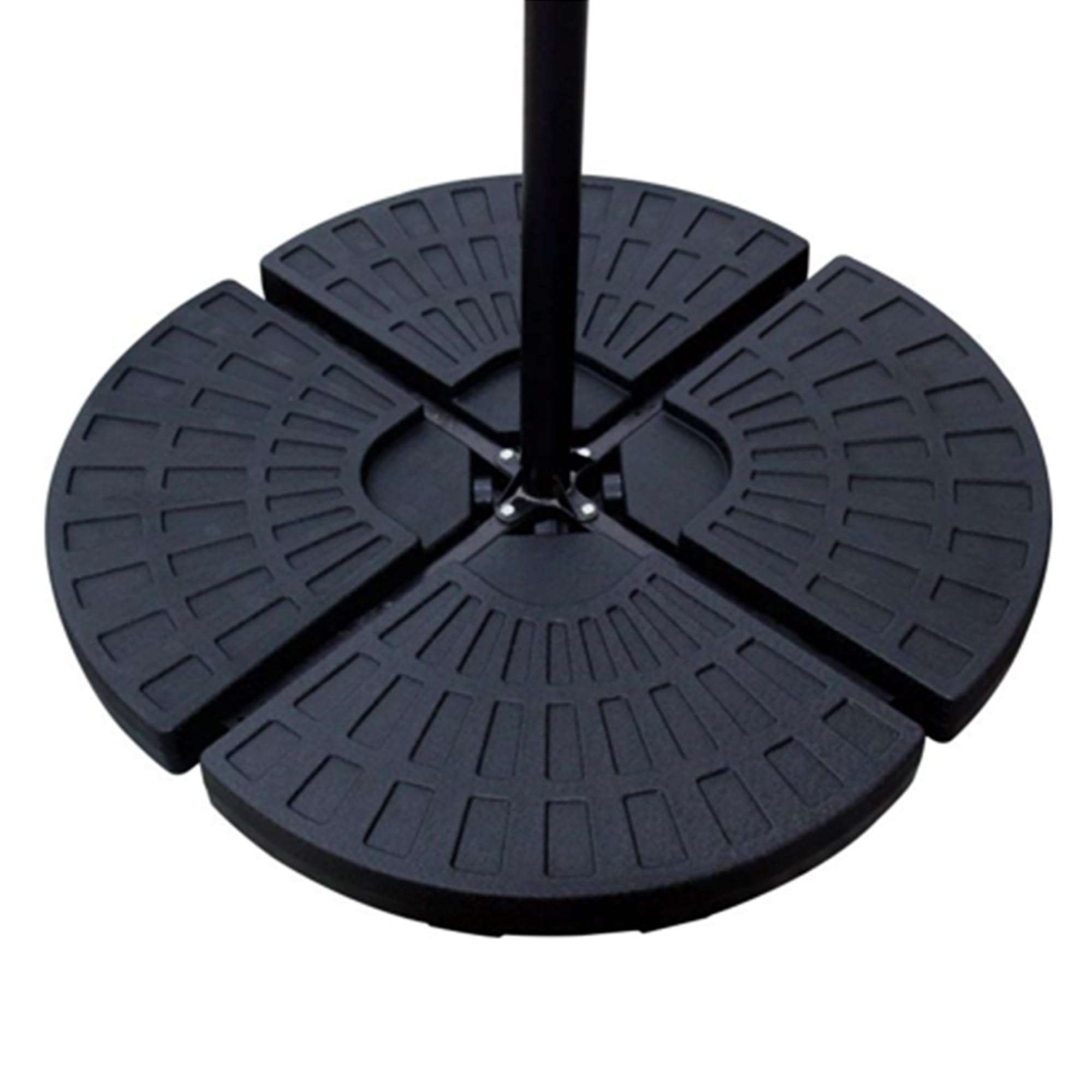 Backyard Expressions assembled base set around umbrella cross base providing stable support