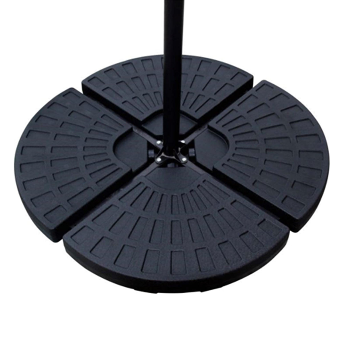 Backyard Expressions assembled base set around umbrella cross base providing stable support