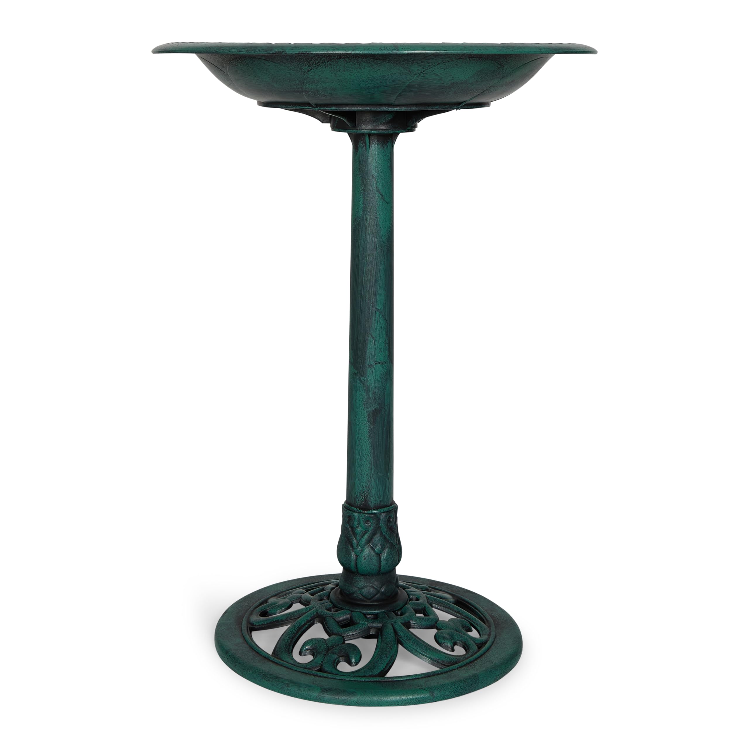 Backyard Expressions front view green bird bath showing elegant shape and durability