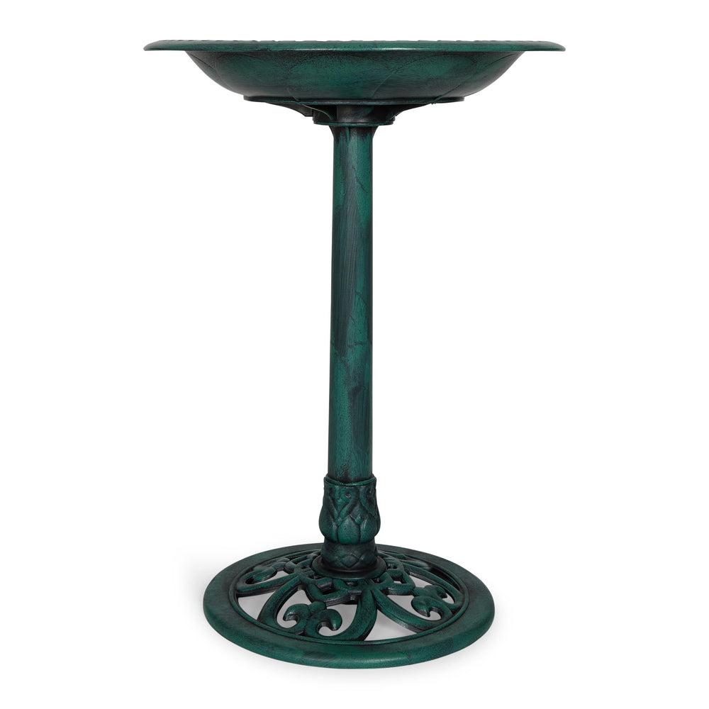 Backyard Expressions front view green bird bath showing elegant shape and durability