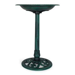 Backyard Expressions front view green bird bath showing elegant shape and durability