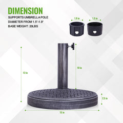 Backyard Expressions umbrella base in patio setting demonstrating sturdy support