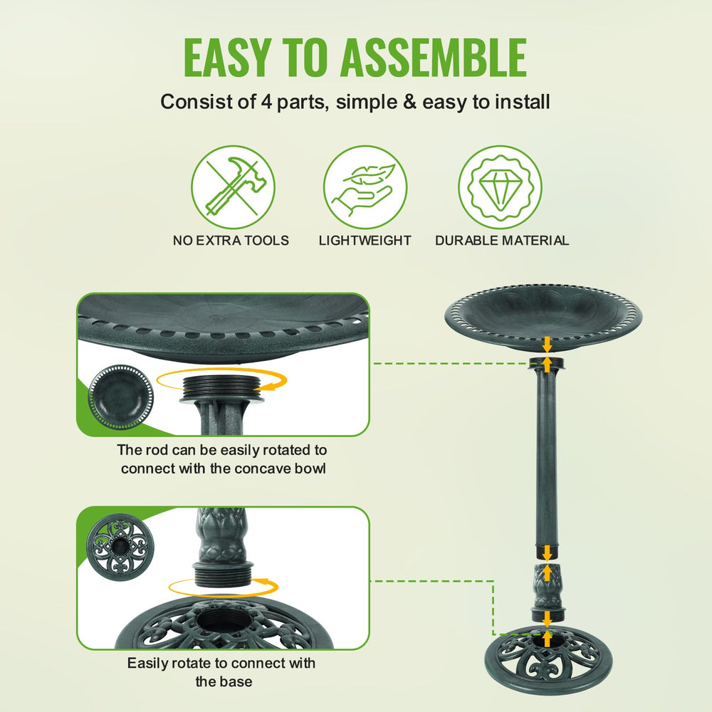 Backyard Expressions pedestal and ground stakes detail illustrating stable base and secure installation benefit