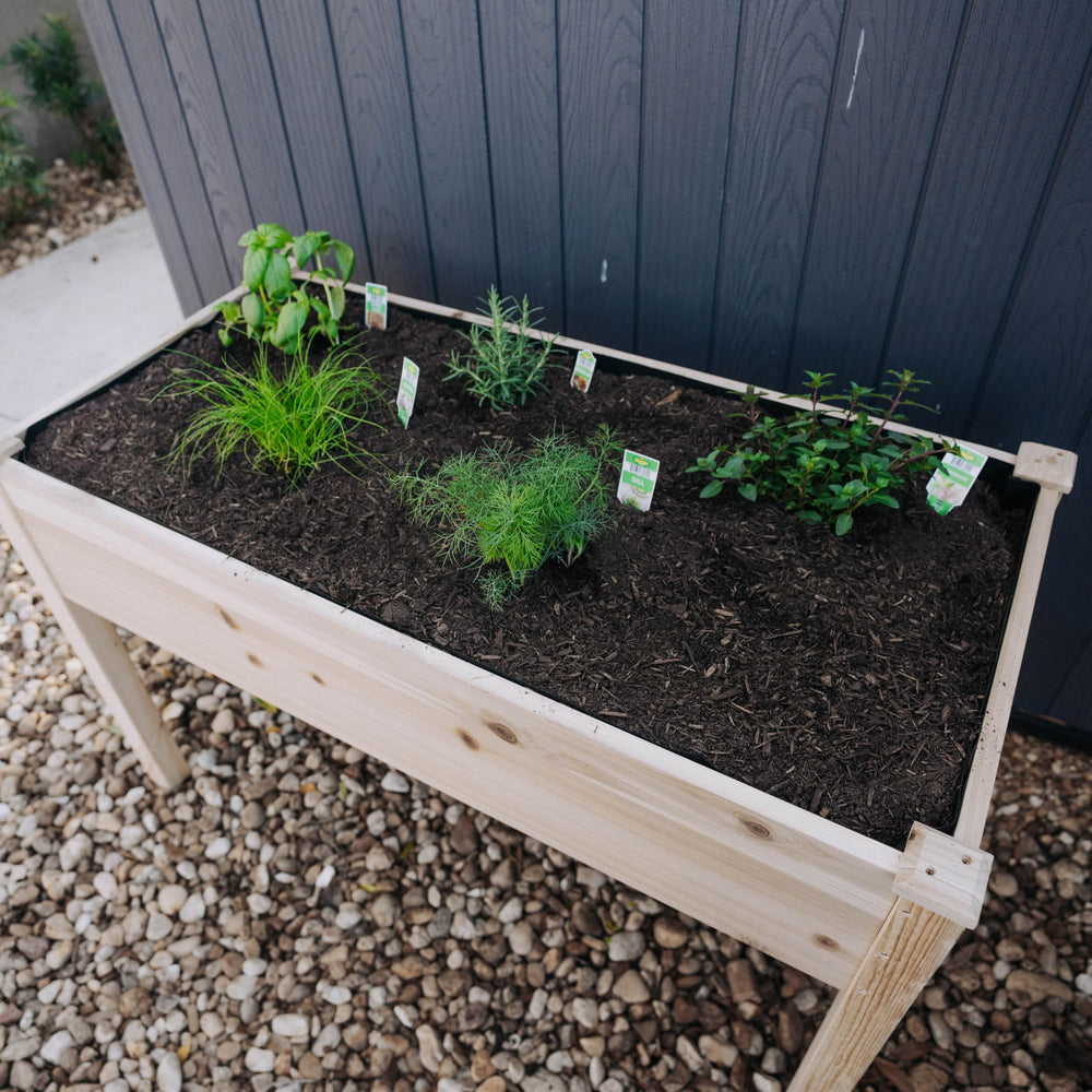 Backyard Expressions planting liner detail inside bed showing clean soil containment benefit