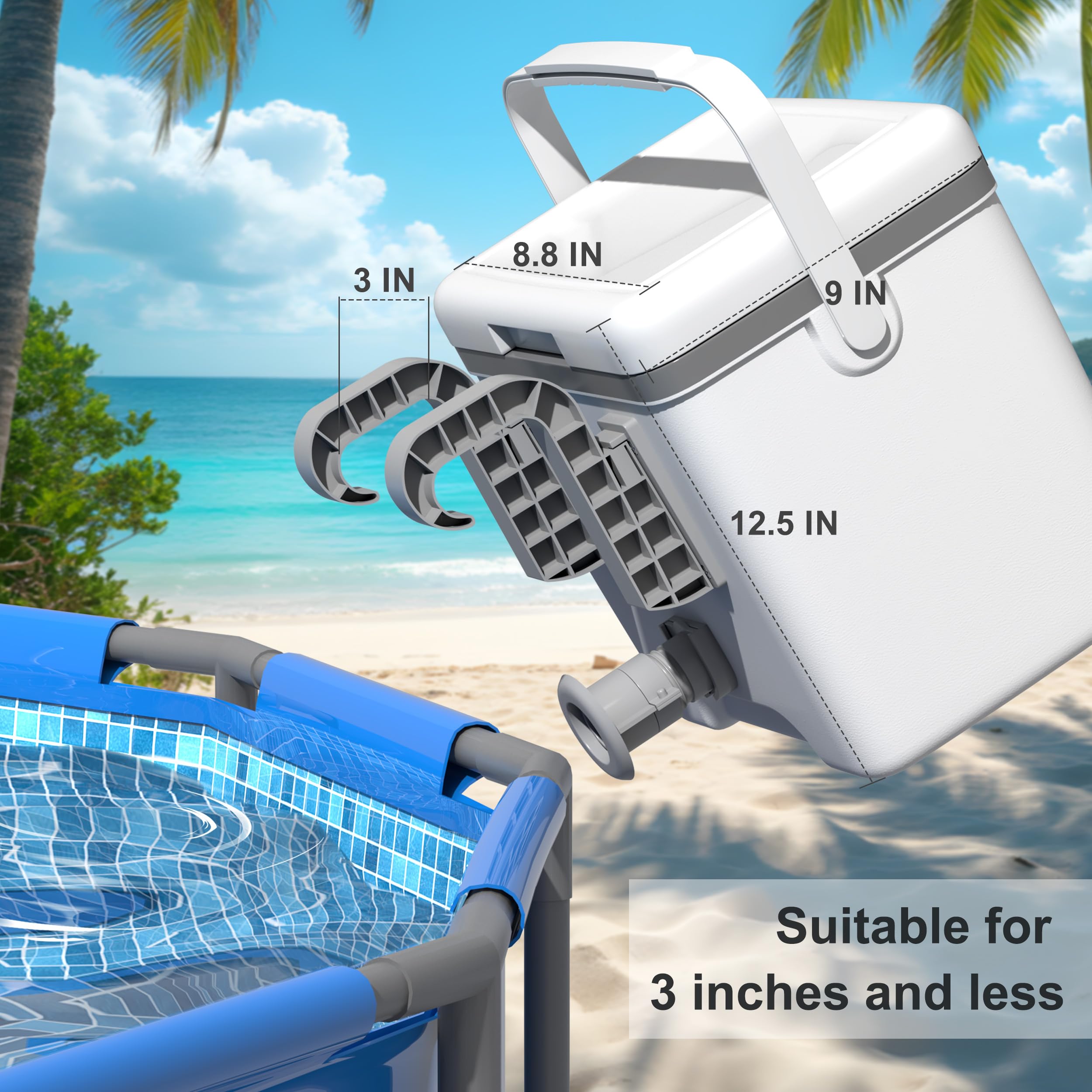 BACOENG cooler next to soda cans showing 13.74 quart capacity