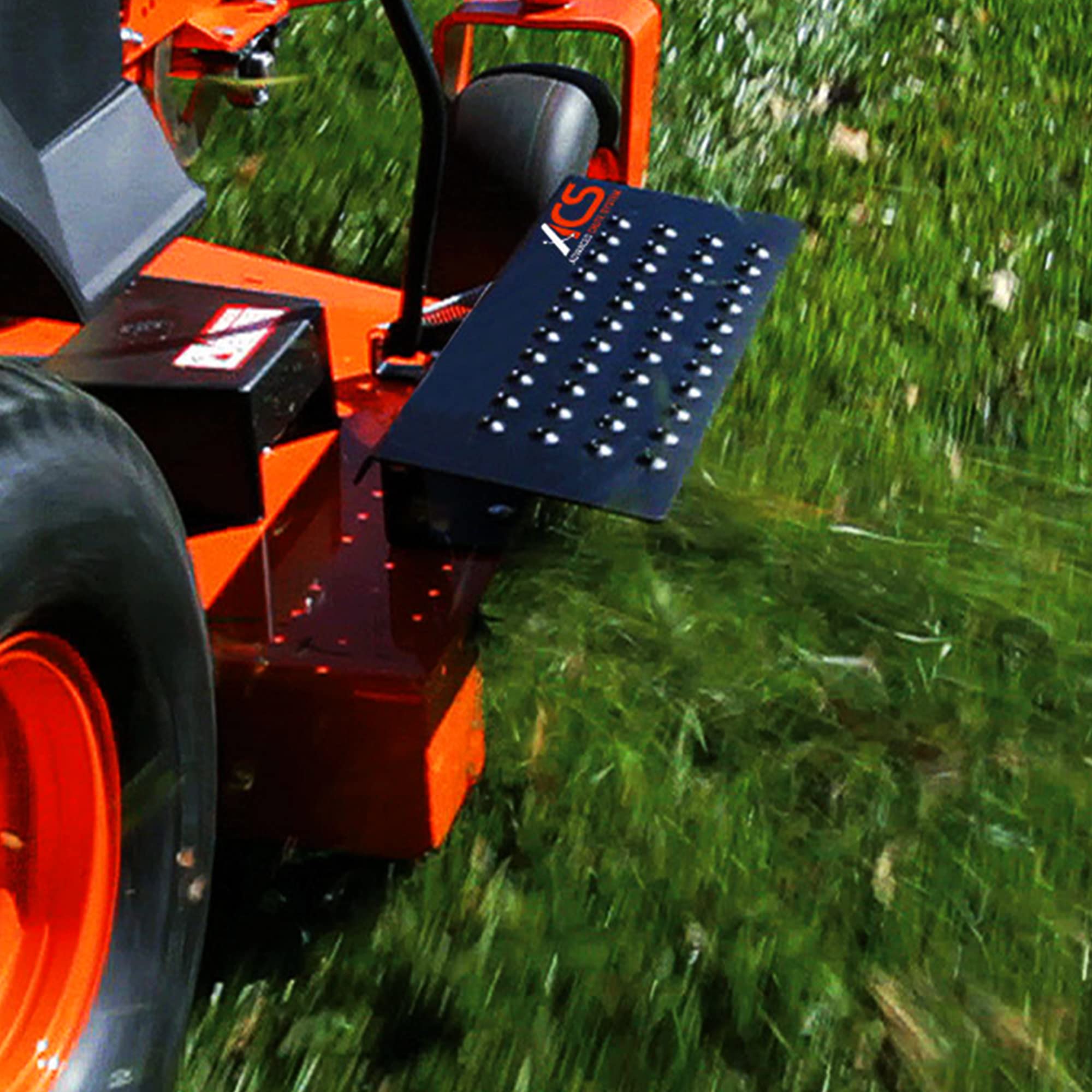 Bad Boy Mowers installed on zero-turn mower demonstrating controlled clipping direction benefit