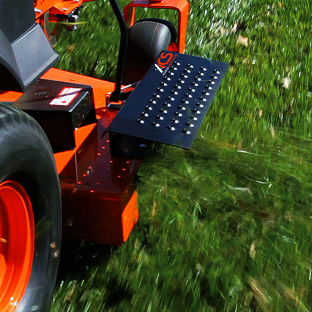 Bad Boy Mowers installed on zero-turn mower demonstrating controlled clipping direction benefit