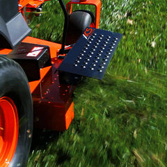 Bad Boy Mowers installed on zero-turn mower demonstrating controlled clipping direction benefit