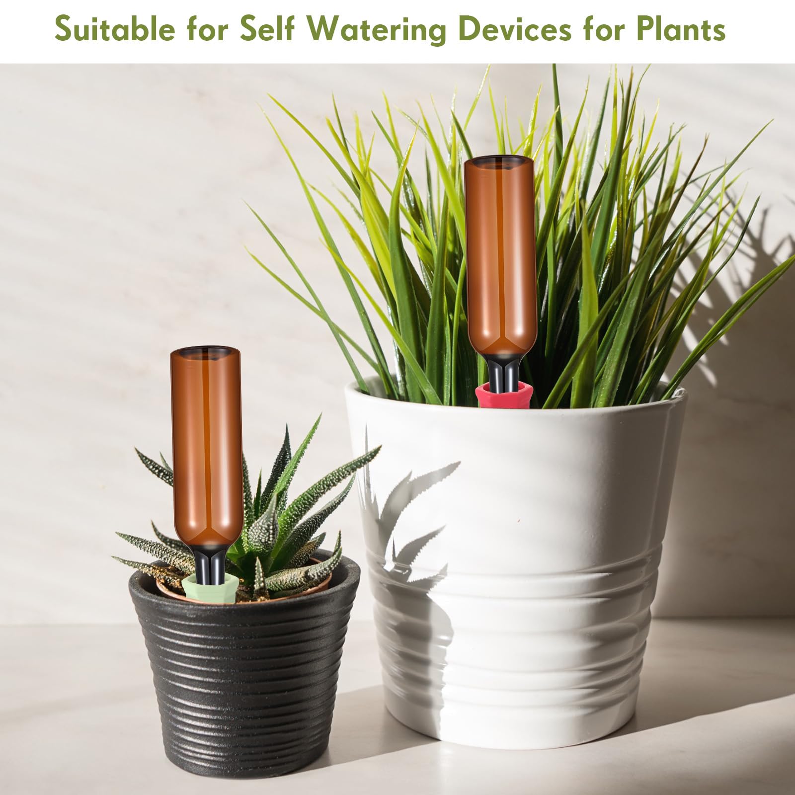 Baderke watering system in hanging basket providing consistent moisture for herbs