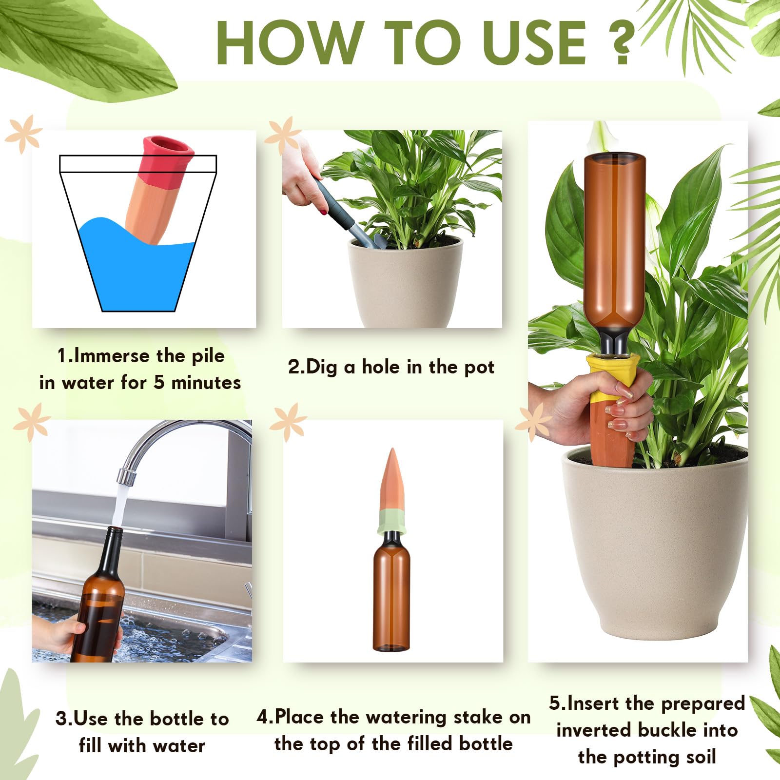 Baderke spike inserted in pot demonstrating root-zone hydration for healthier plants