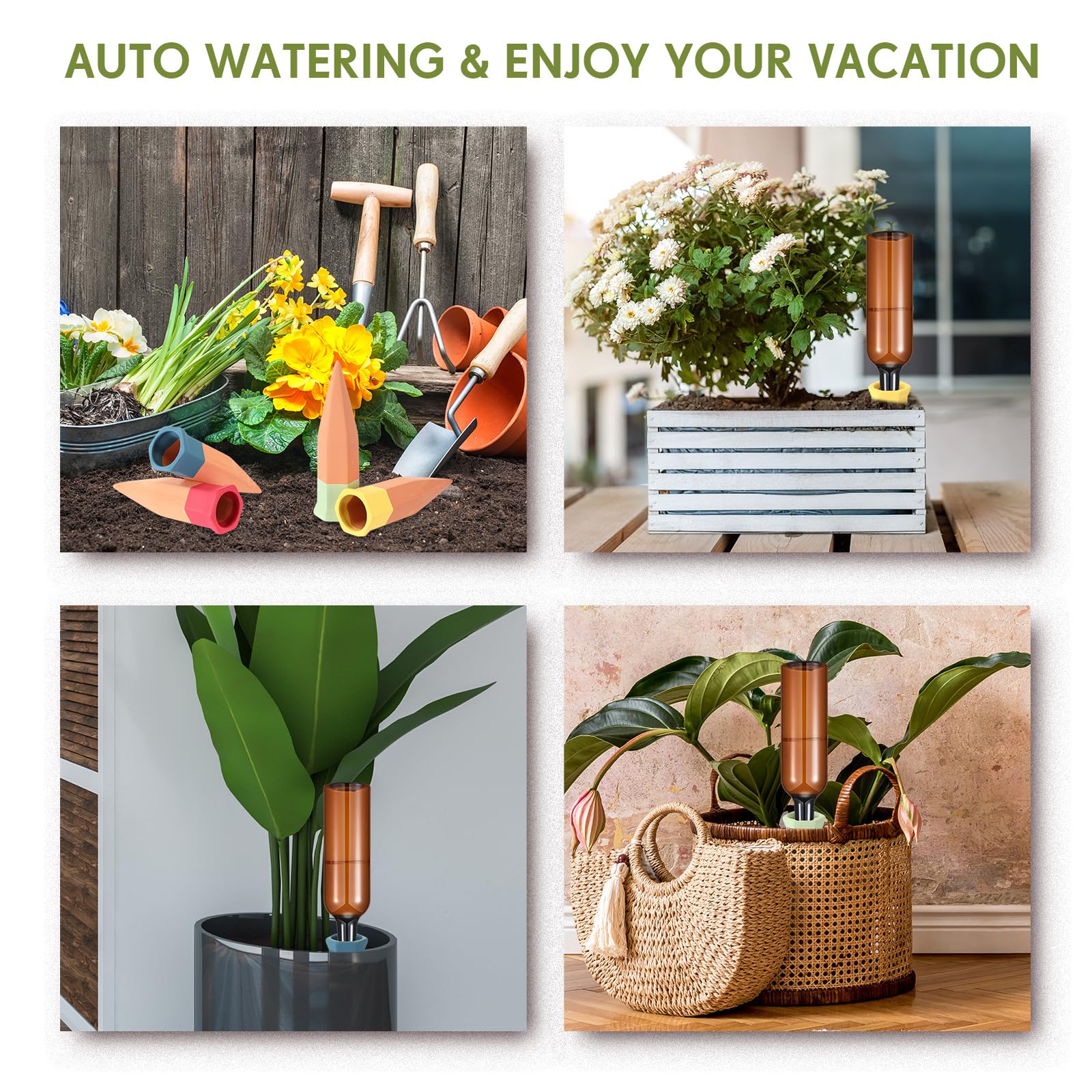 Baderke spikes in patio containers illustrating worry-free watering while away