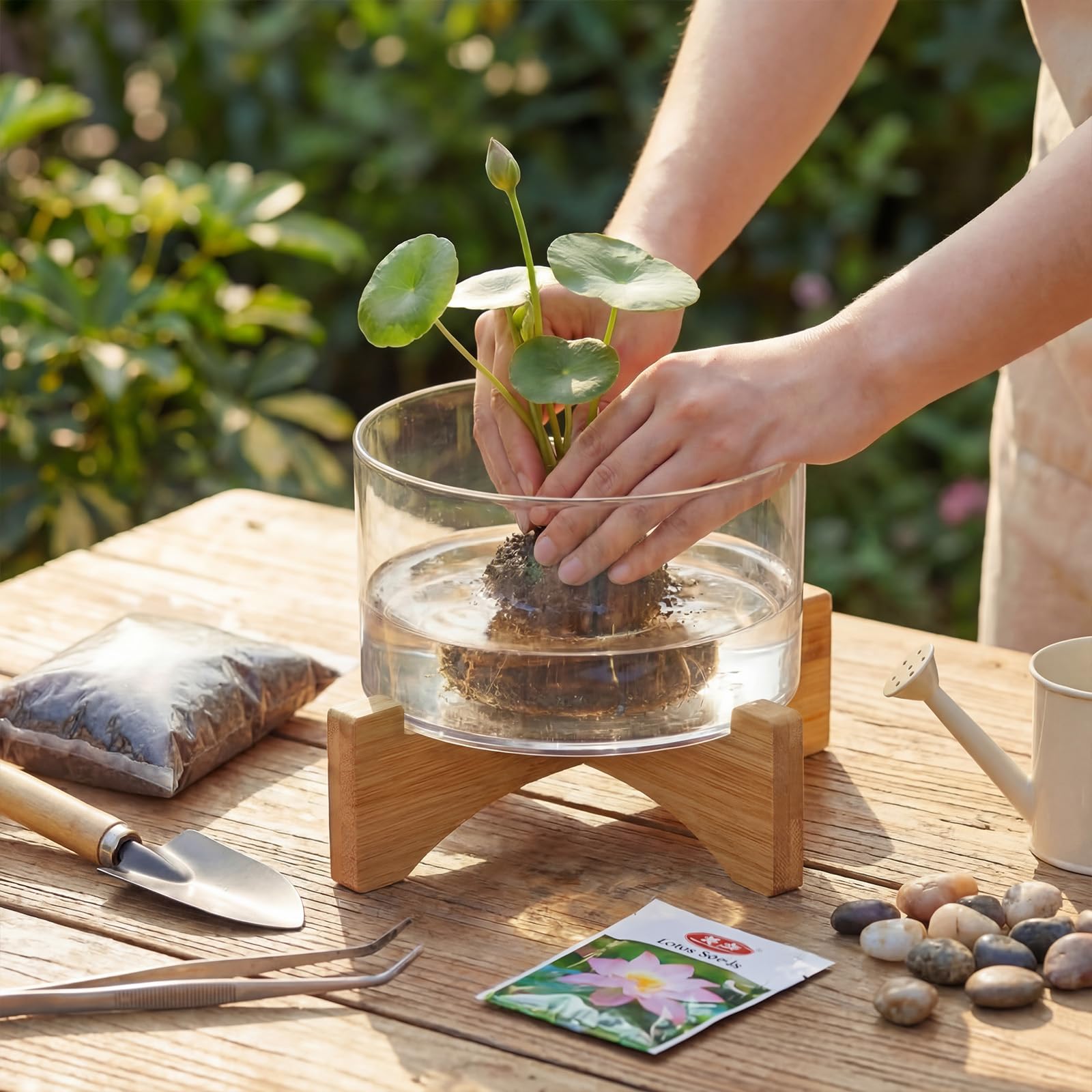 Baderke wooden-style weighted base detail providing stable support