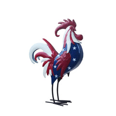 BAENRCY front view of rooster statue showing patriotic colors and curb appeal