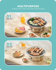 Baffect grill in use for Korean BBQ on table showing communal cooking benefit