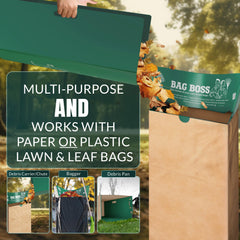 Bag Boss folded flat for compact storage hanging on a wall or rack