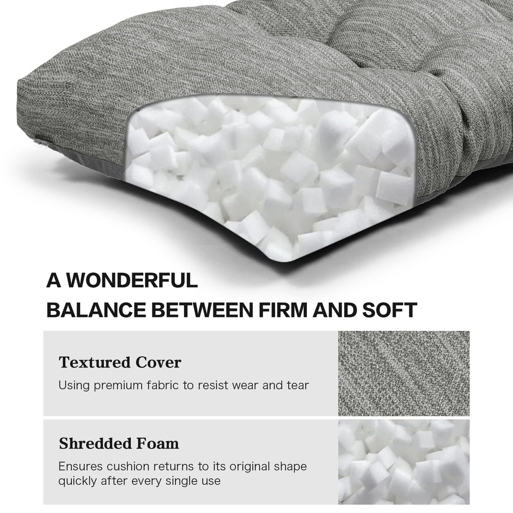 baibu cushion placed on entryway bench, adds comfort and modern look