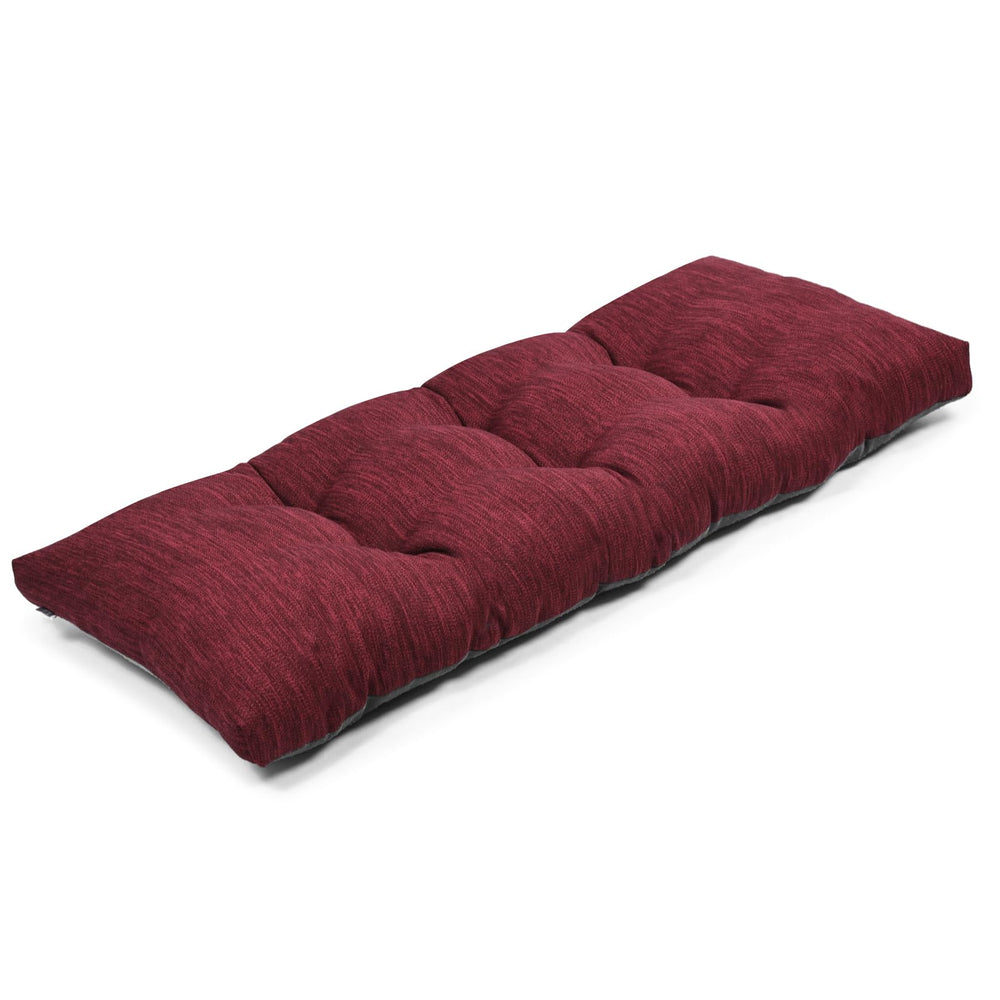 baibu red bench cushion front view showing neat finish and inviting comfort