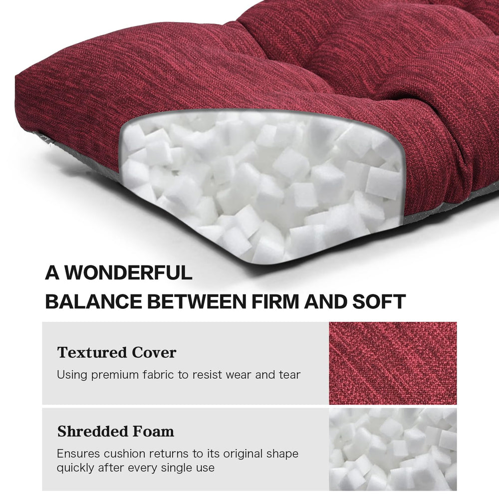 baibu cushion on wooden bench in home setting adding color and comfort