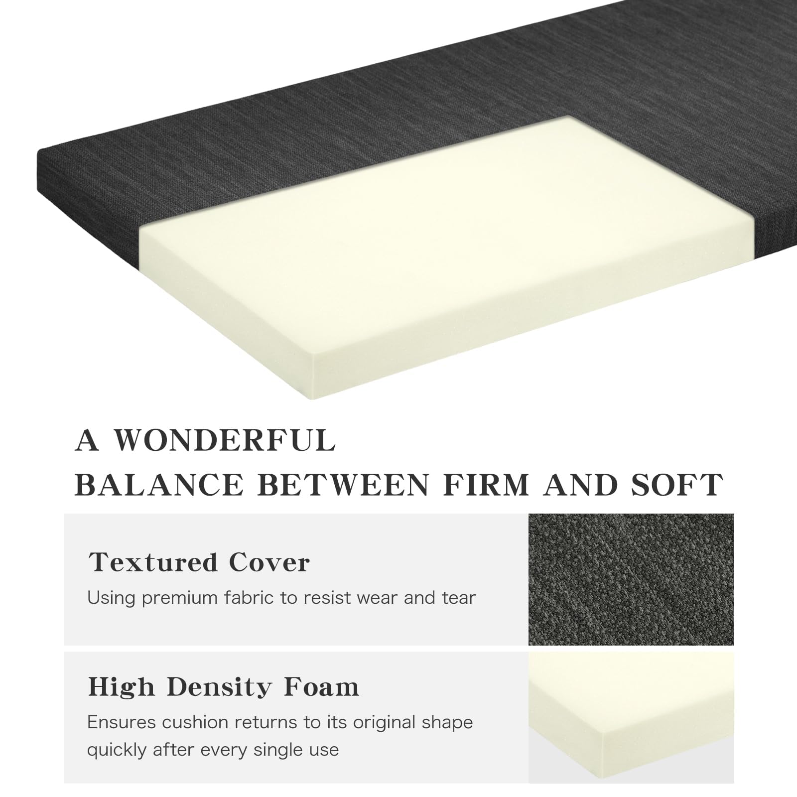 baibu foam cross-section displaying thick sponge core for stable, long-lasting support