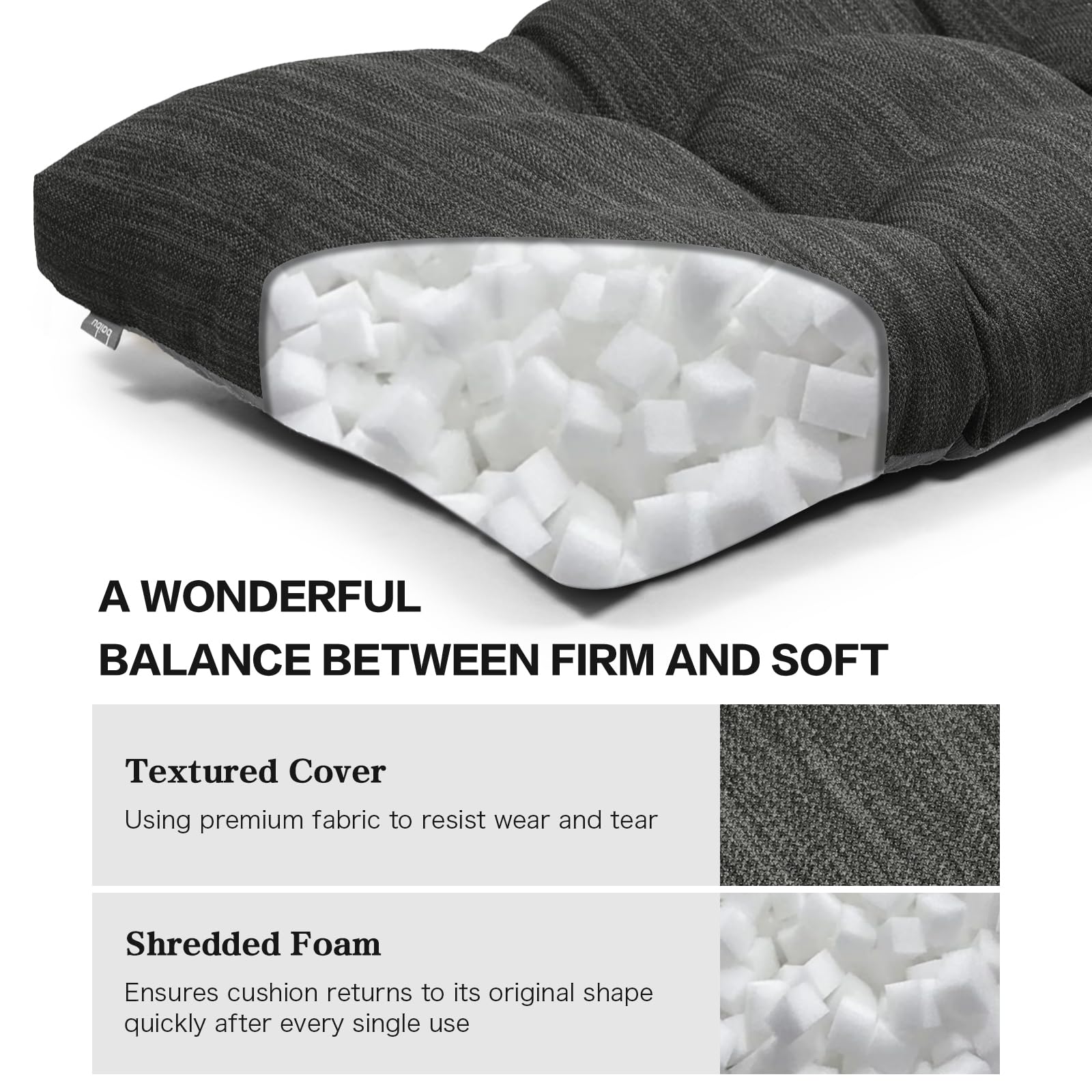 baibu 3-inch foam cross-section displaying density for steady support