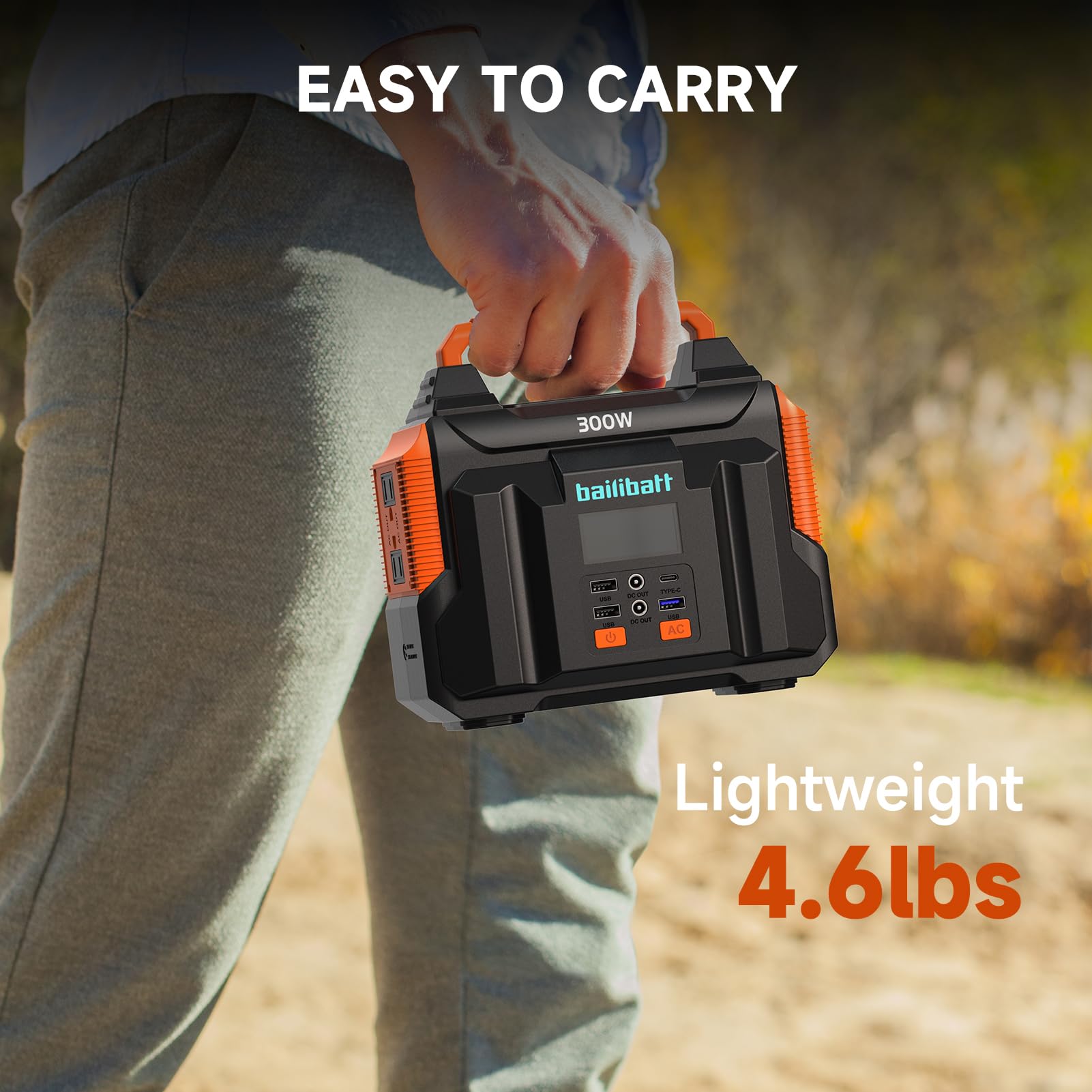 bailibatt next to a water bottle showing scale and compact footprint benefit easy storage