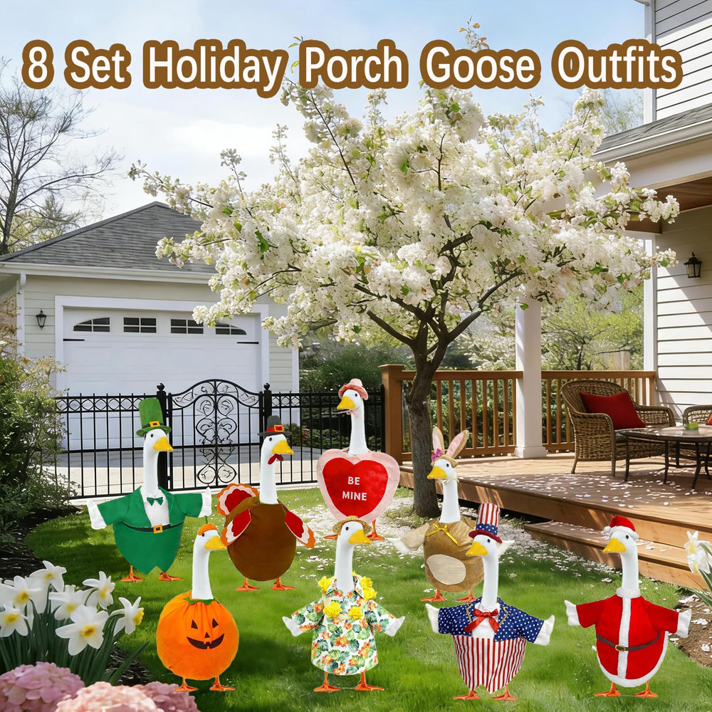 Bailiyake Christmas outfit on porch goose creating cozy holiday porch atmosphere