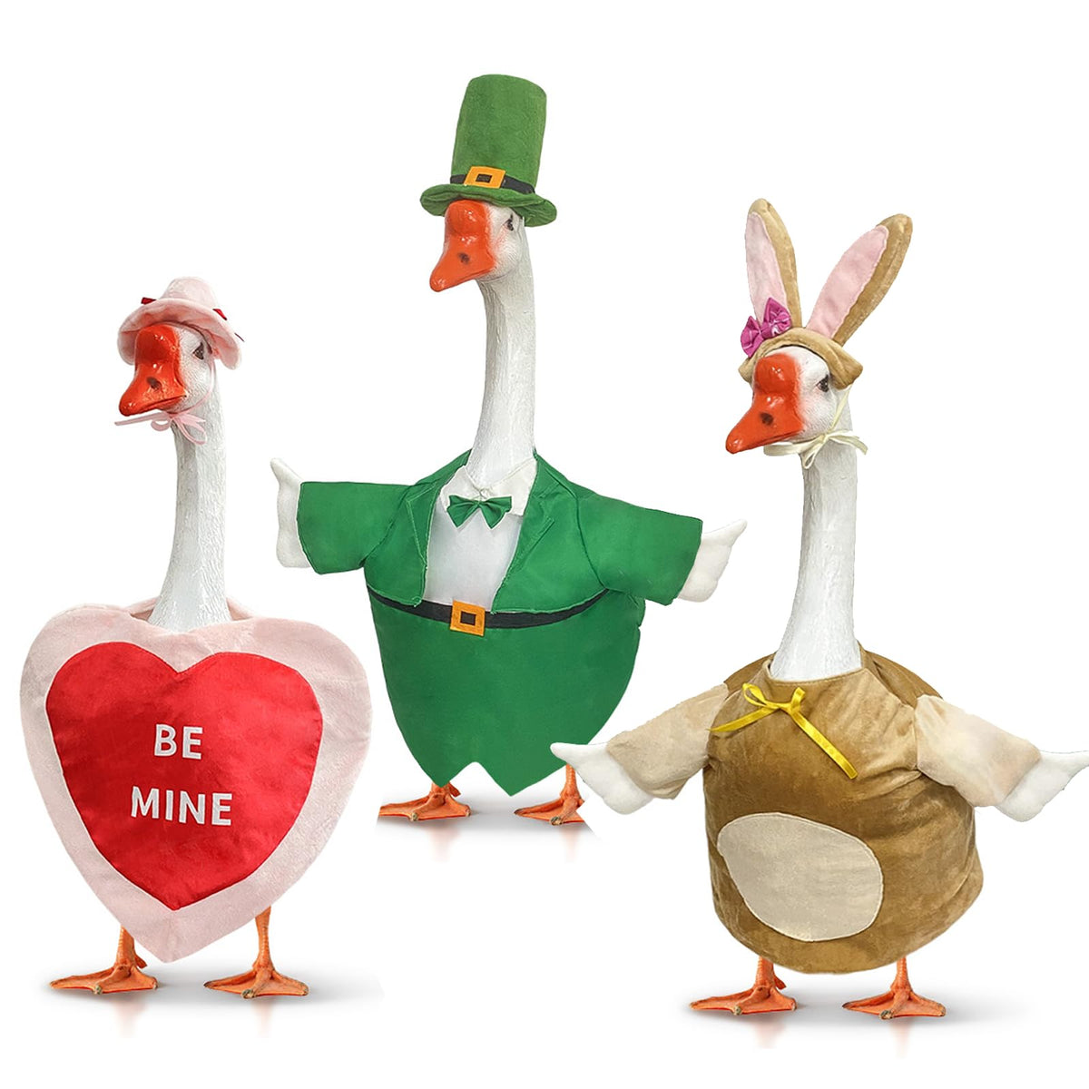 Bailiyake front packaging showing three seasonal goose outfits, boosts curb appeal