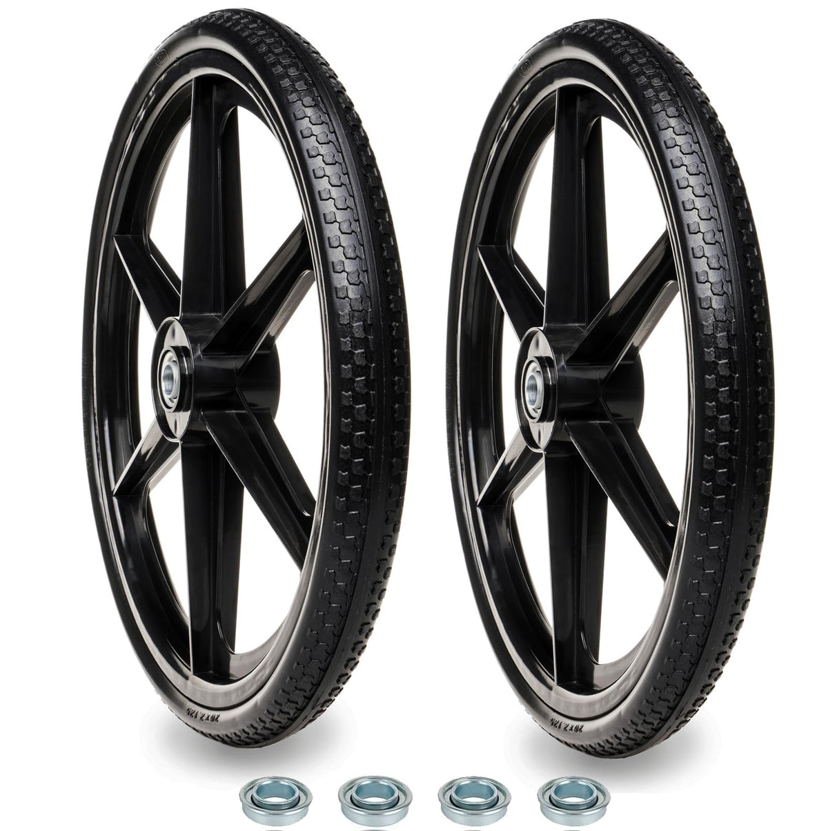 BAIVE BW front view of 20 inch flat-free wheel showing whole wheel and hub, durable replacement