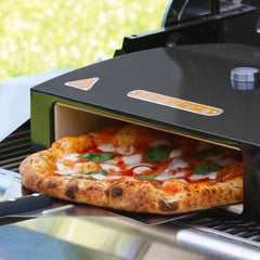 BakerStone interior with 12-inch pizza baking delivering blistered crust benefit