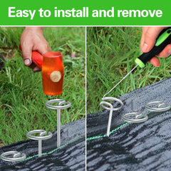 Bakulyor stakes inserted in turf demonstrating strong anchoring and wind resistance