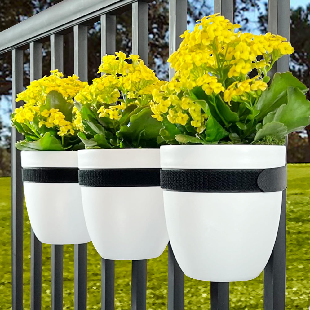 Balcony Buddies styled on deck railing with multiple sets showing aesthetic garden benefit