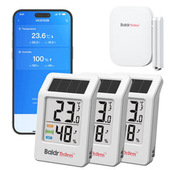 BaldrTherm front display showing temperature and humidity for quick monitoring