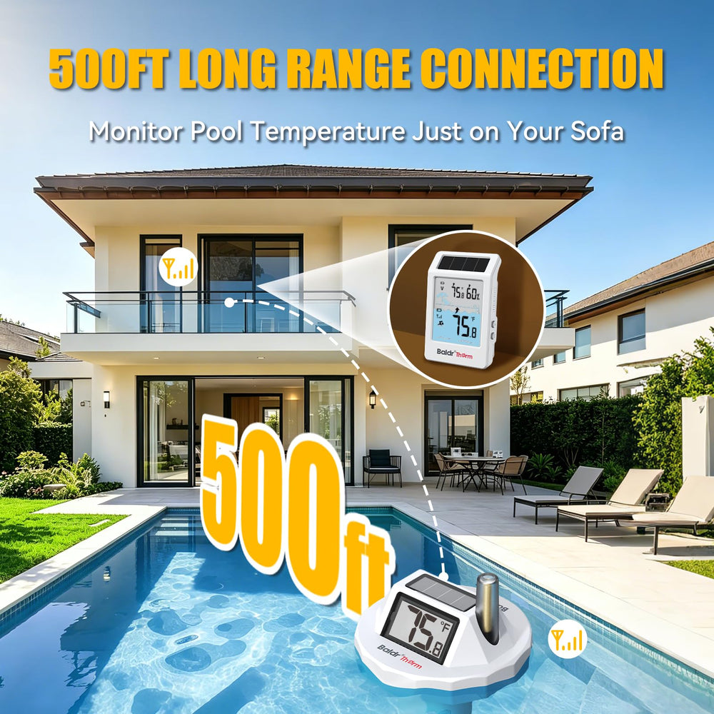 BaldrTherm indoor console display showing water temperature and indoor readings for convenience