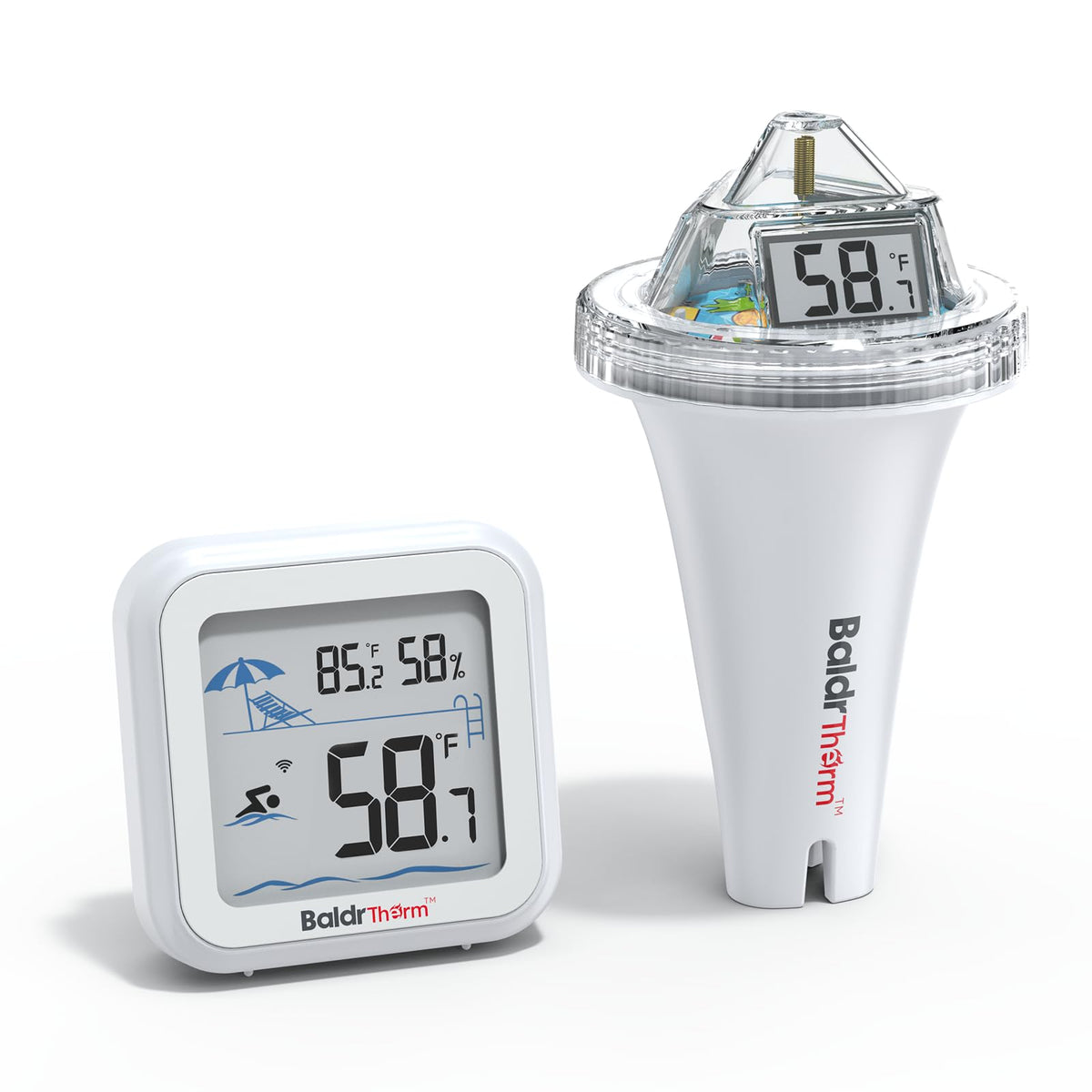 BaldrTherm front display showing clear water temperature and easy viewing