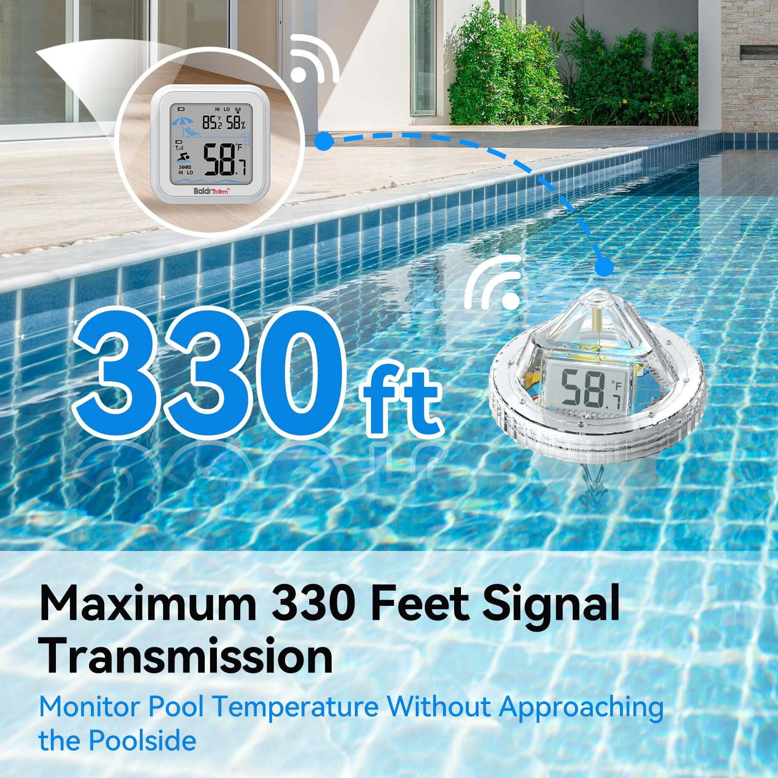 BaldrTherm Wi-Fi gateway beside sensor showing easy setup and extended monitoring range