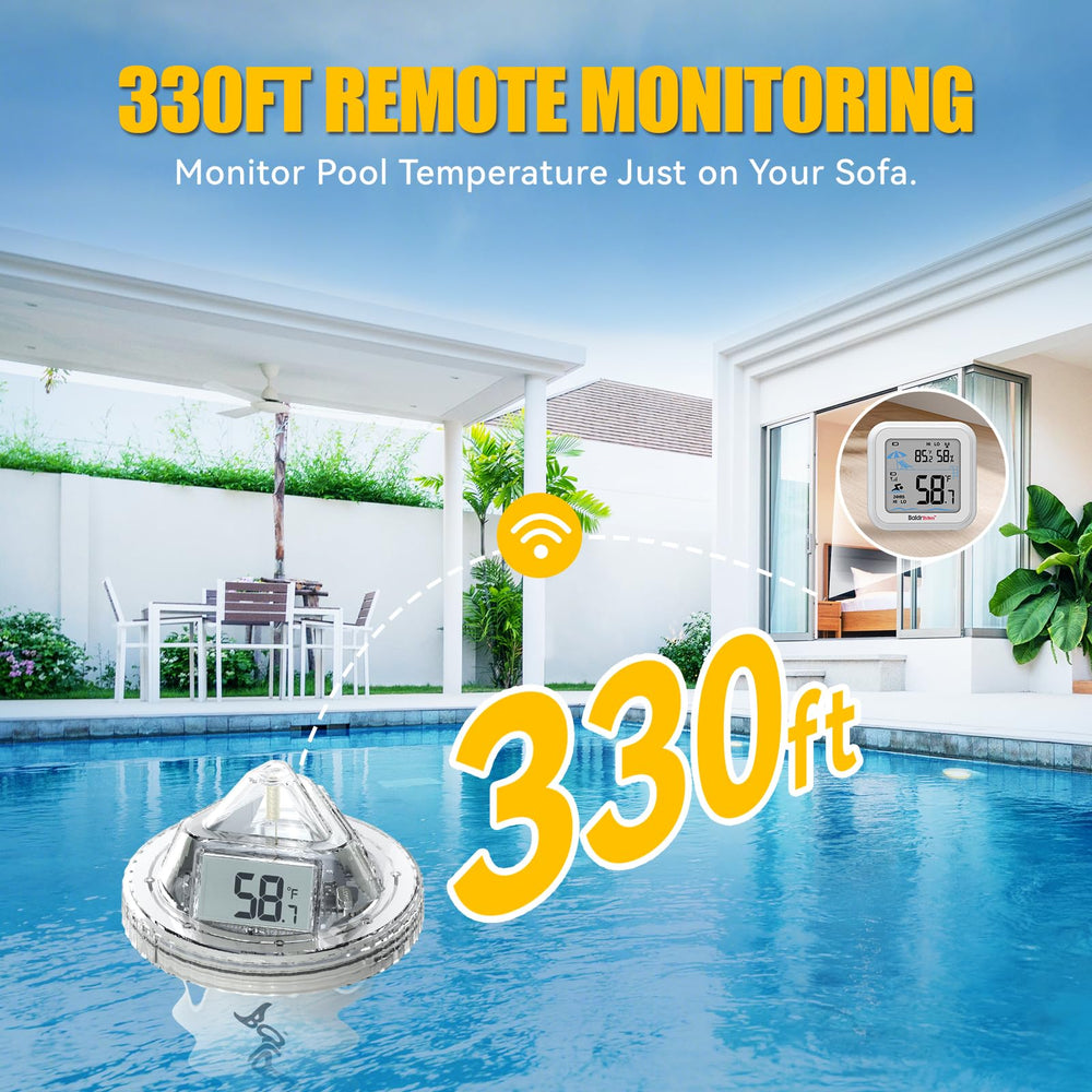 BaldrTherm angled 360° display visible from poolside for quick checks