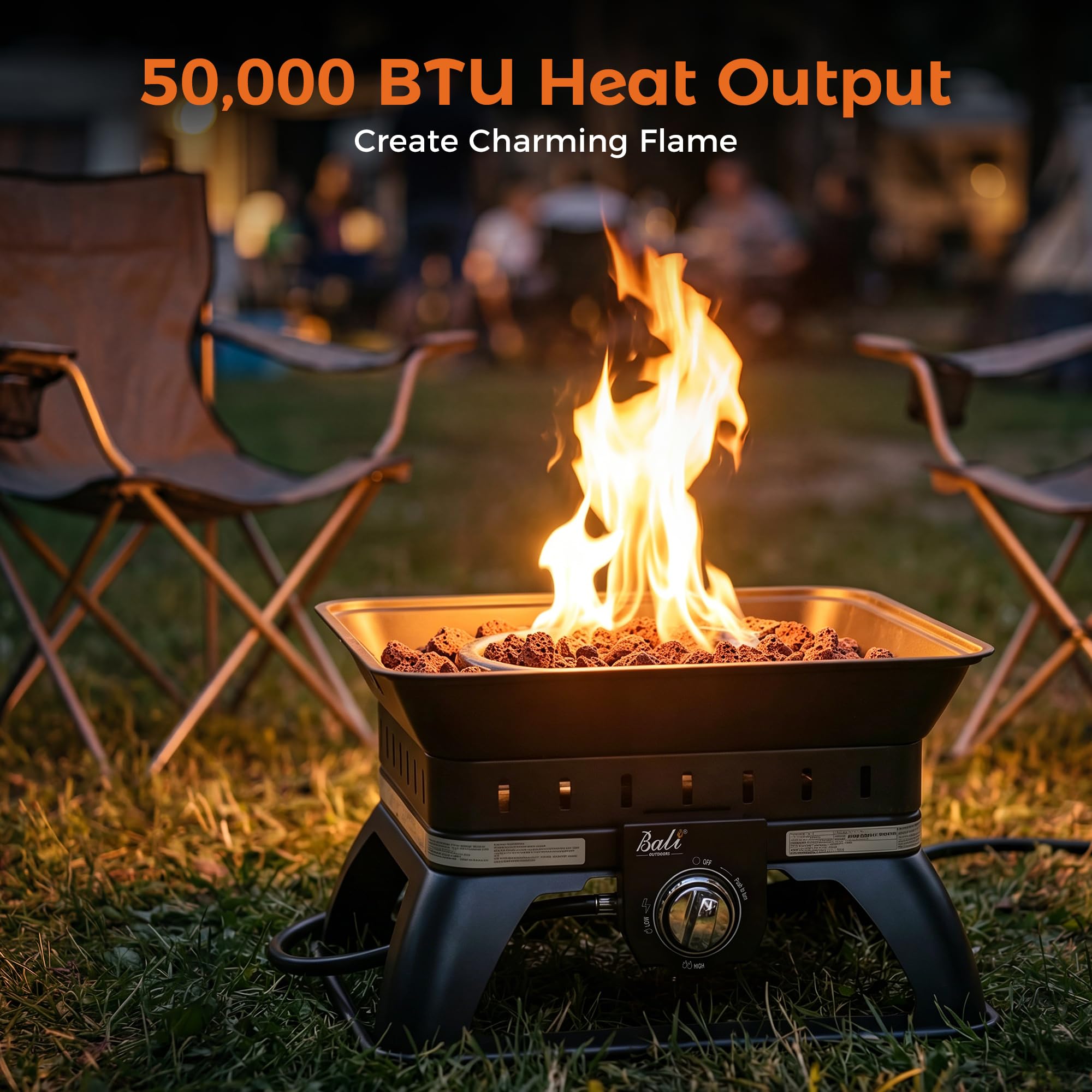 BALI OUTDOORS flame close-up showing even burner heat distribution