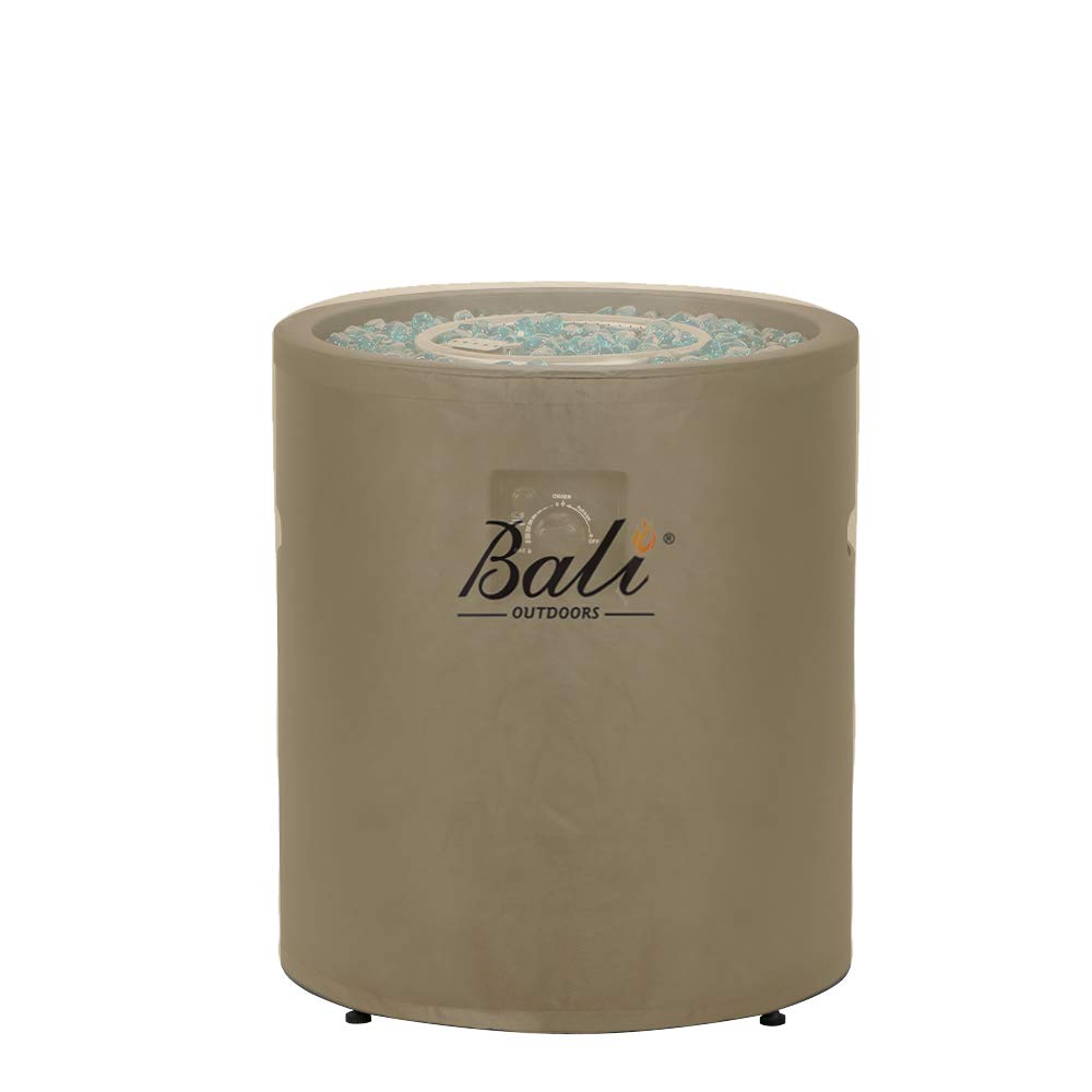 BALI OUTDOORS cover fitted on fire pit in yard protecting from rain