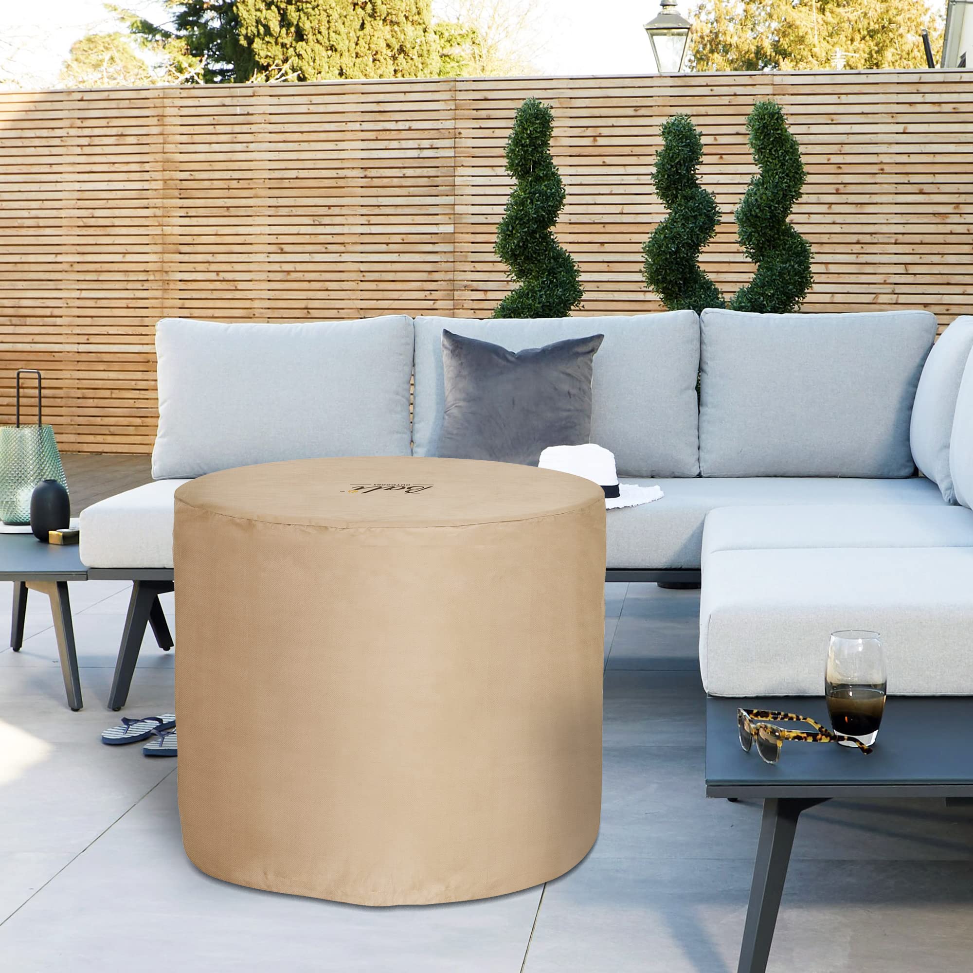 BALI OUTDOORS on patio showcasing style and all-weather protection benefit