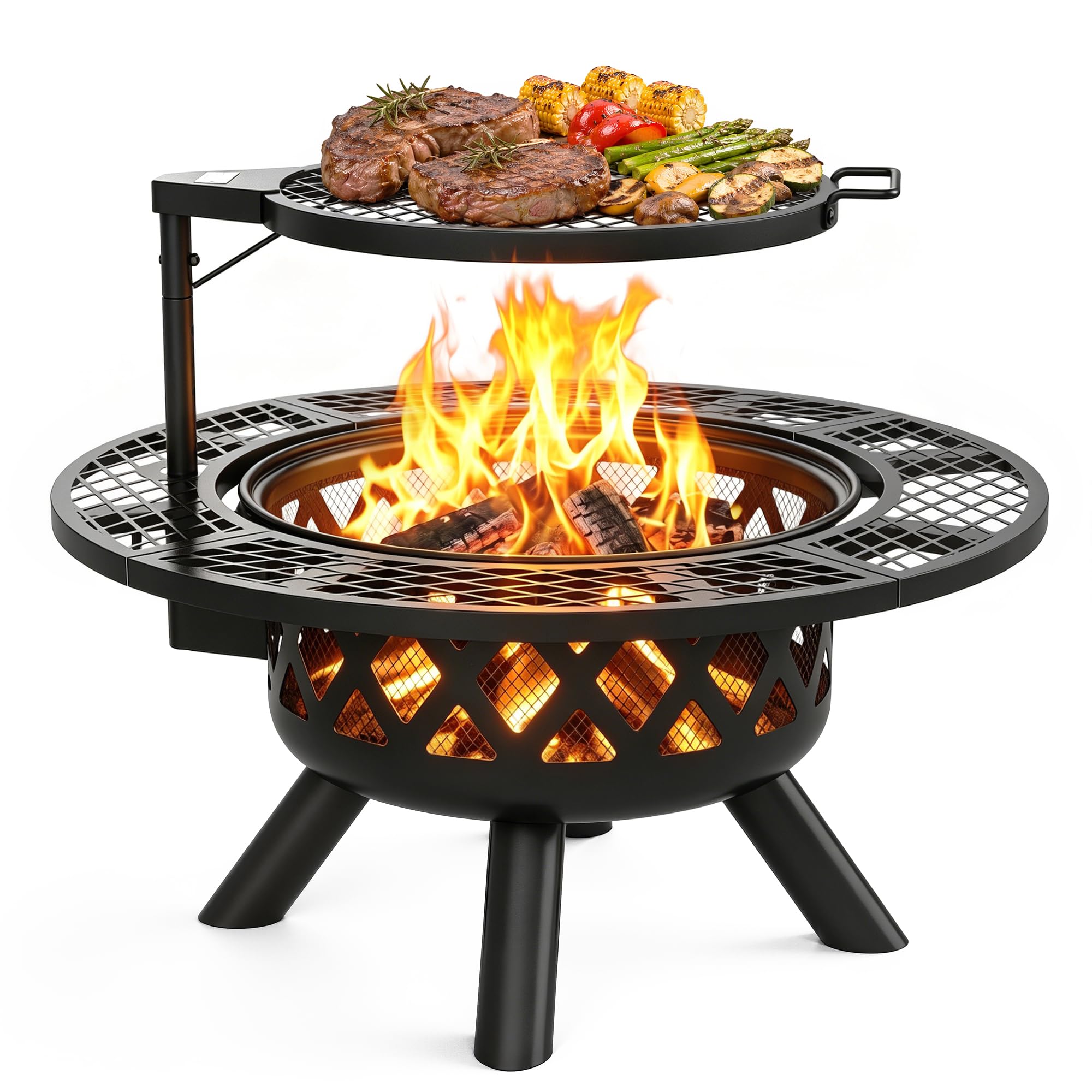 BALI OUTDOORS front view of fire pit showing clean flame and inviting glow